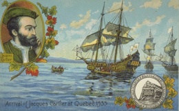 Jacques Cartier arrives in Quebec City, 1535, Postcard, BAnQ‎