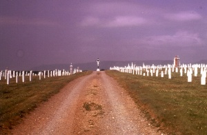 Vue du cimetière Saint-Pierre à Chéticamp. Photo D. Trask © S. Ross