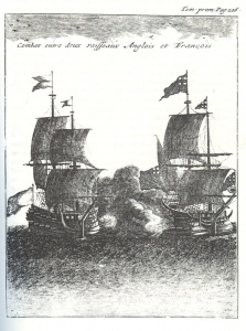 Sea battle between an English and a French Ship