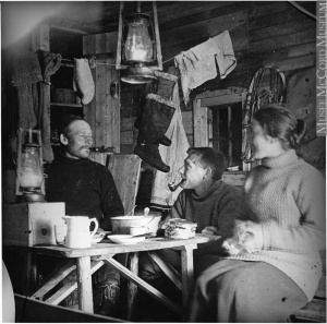 Inside of a cabin, Labrador, Newfoundland, Around 1915