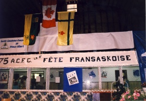Accueil de la 8e Fête fransaskoise à Prud'homme en 1987.