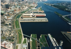 Aerial view of Montréal’s Old Port