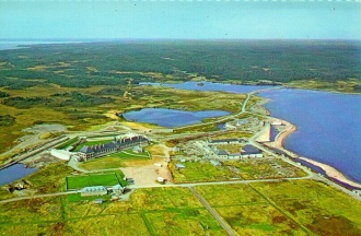 Aerial photograph of the Louisbourg Fortress reconstruction project