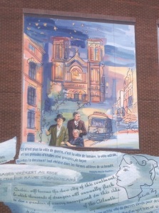 Close-up of La Fresque de la bibliothèque Gabrielle Roy