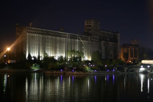 Night-time view of elevator 5