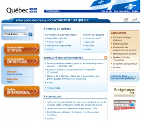 Portail du gouvernement du Québec, à l