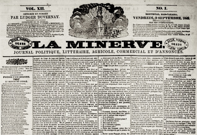 Page frontispice du journal La Minerve du 9 novembre 1826