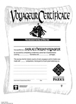 Certificat de voyageur, 2007. Saskatchewan Environment.