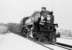 A Clear Sign of Modernity: Santa Clause Arriving in Windsor on the Canadian Pacific Railway's Steam Engine no 2321. © Library and Archives Canada.