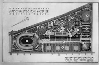 Premier plan d'implantation des installations olympiques datant de 1956, Clarke & Rapuano, architectes paysagers
