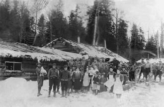 Loggers at Lac-de-l'Est (Near Lac Baker) circa 1900