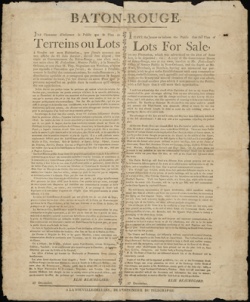 Vente de terrains, 1806. William Waller Survey Collection, LSU Libraries, Bâton Rouge