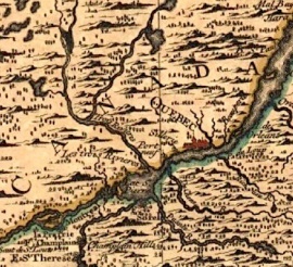 Détail d'une carte de la Nouvelle-France en 1737