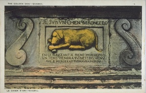 The golden dog, Quebec City (postcard)