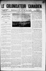 Front page of Le Colonisateur Canadien, year 1, no. 11, October 1886.