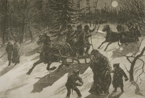 Going home after midnight mass. Manitoba, 1880.