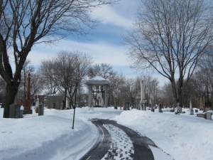 La partie ancienne du cimetière, l'hiver