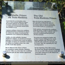 A descriptive plaque at the old Trois-Rivières prison