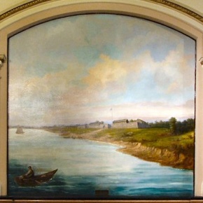«Fort Chartres on the Mississippi River Near Prairie du Rocher»: panneau ornant le hall nord de l'Illinois State Capitol