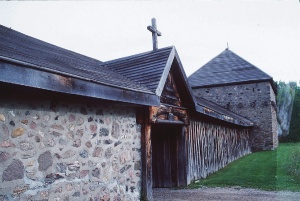 Sainte-Marie-among-the-Hurons, the main entrance of the reconstructed mission 