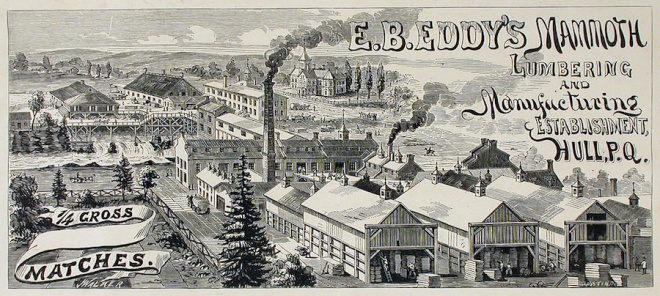 La fabrique dallumettes au pied de la grande cheminée, Hull, après 1867