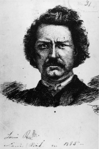 Dessin de Louis Riel par l'arpenteur P.H. Dumais en 1885