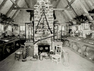 Interior of the Chauvin trading post, as rebuilt in 1943